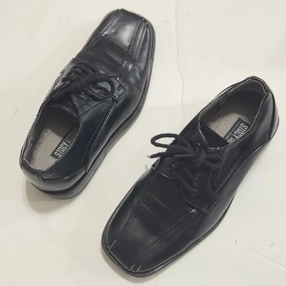 Stacy Adams  Boys Black Lace Up Ankle Boots Side Zipper Size 13.5M